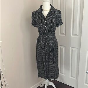 NWT Chaps - black n white polka dot vintage style New with tags midi sz Small